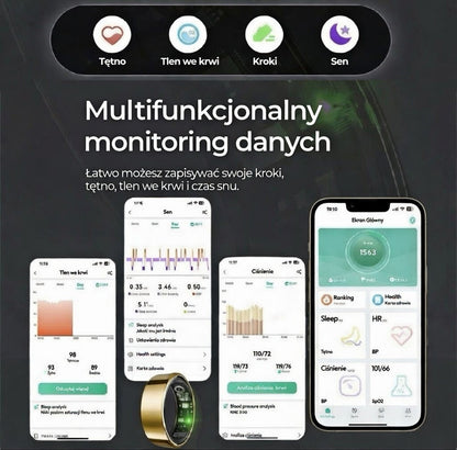 Inteligentny Pierścień Zdrowia– Tętno, SpO₂, Sen | IP68 | Smart Ringg
